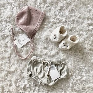 NWT Jamie Kay baby bloomers, bonnet & booties